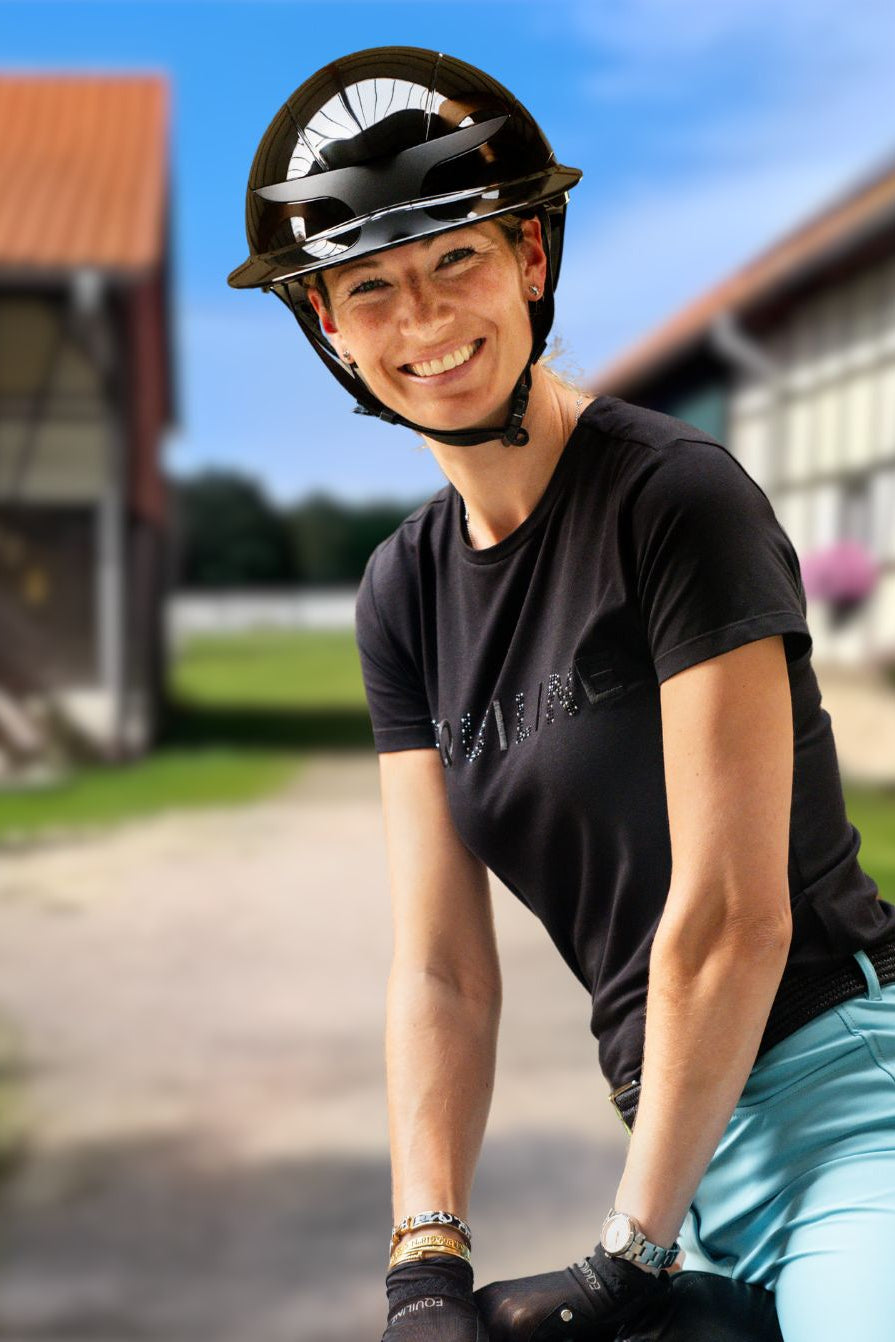 Equiline T-Shirt Gelig Schwarz