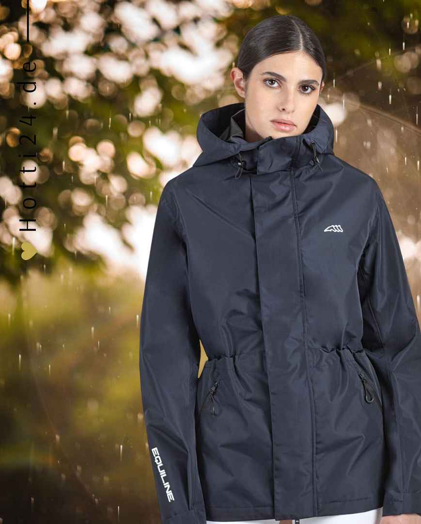 equiline unisex regenjacke rawek ec018pq10103-002 blau frau vorne