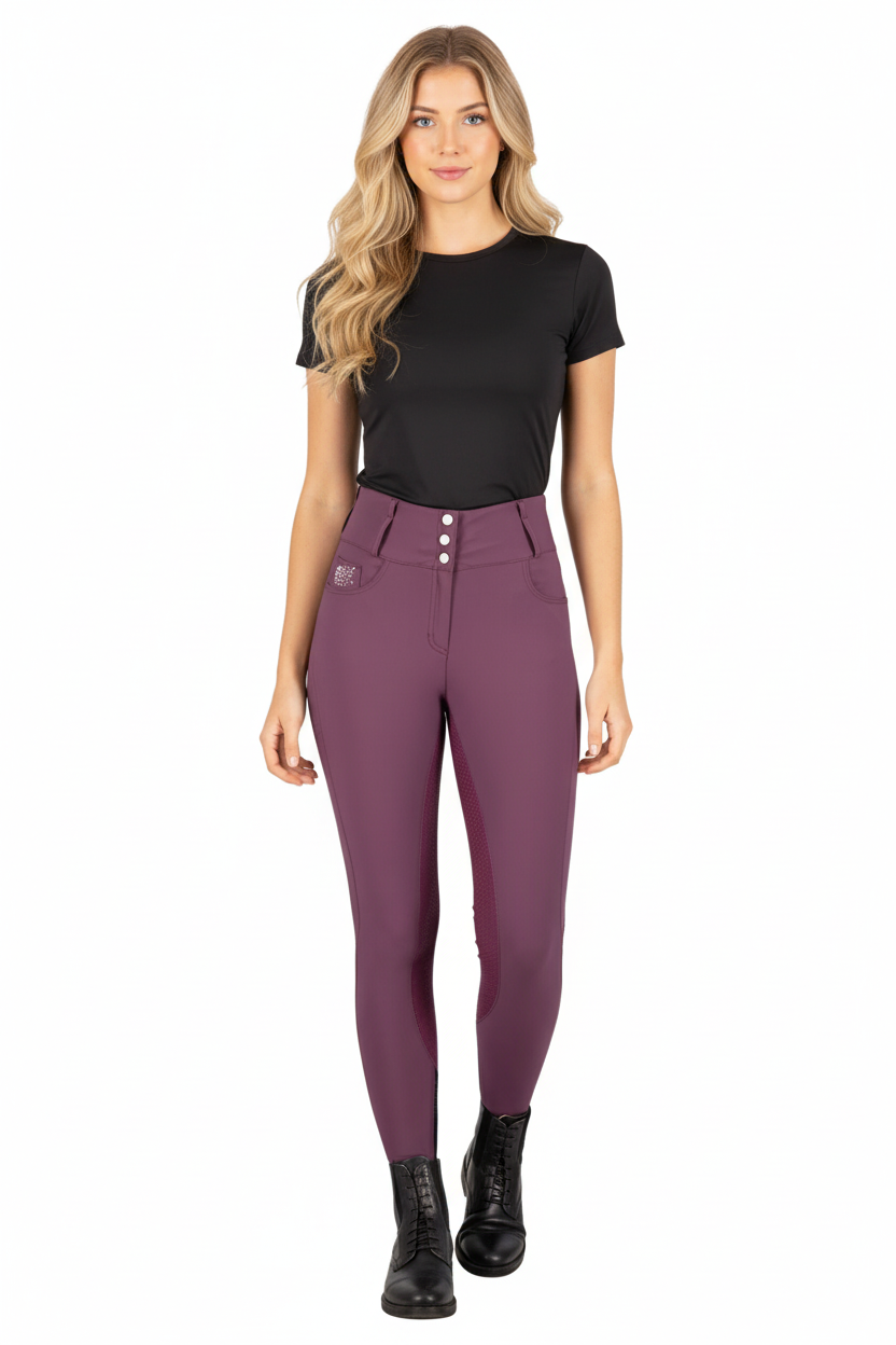 Euro Star "Breeches ESIndigo Glam FullGrip Dark Berry