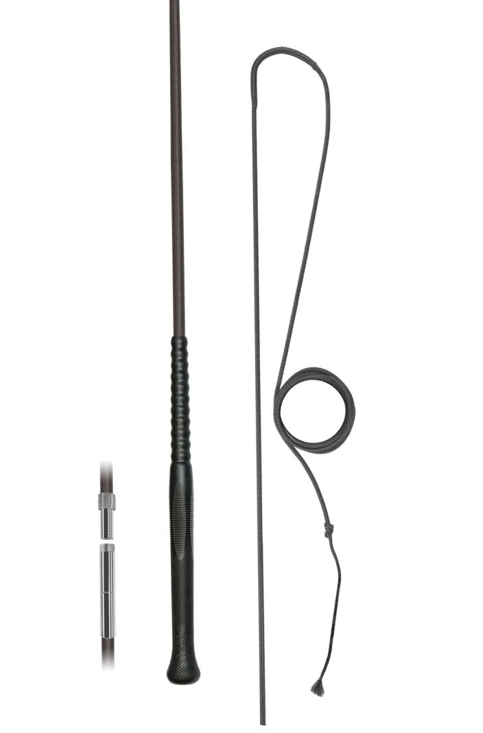 Fleck Longierpeitsche Nylongespinst ERGO-Griff Schwarz teilbar 200 cm