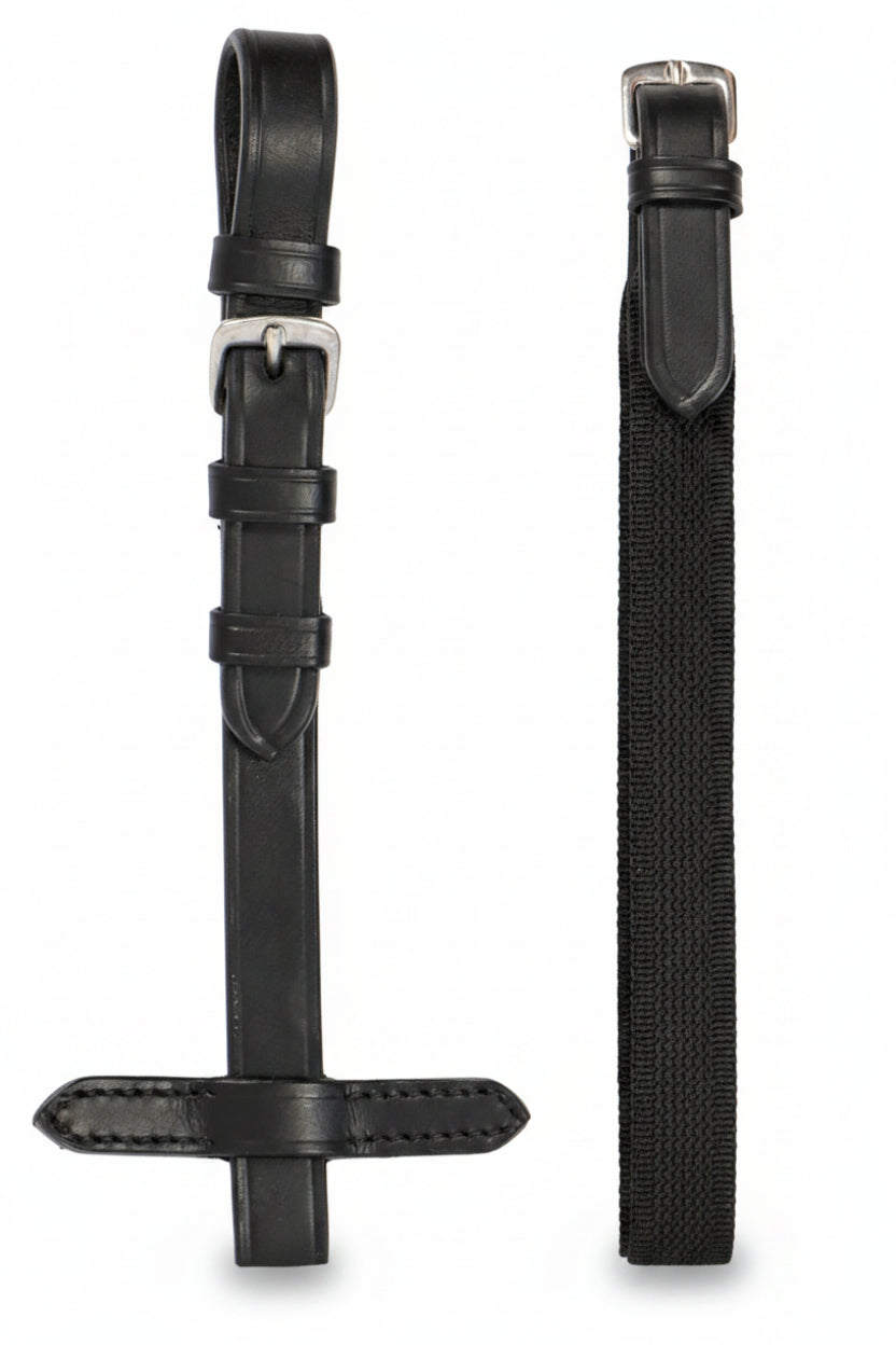 Hans Melzer "Finely rubberized reins with stoppers, Black