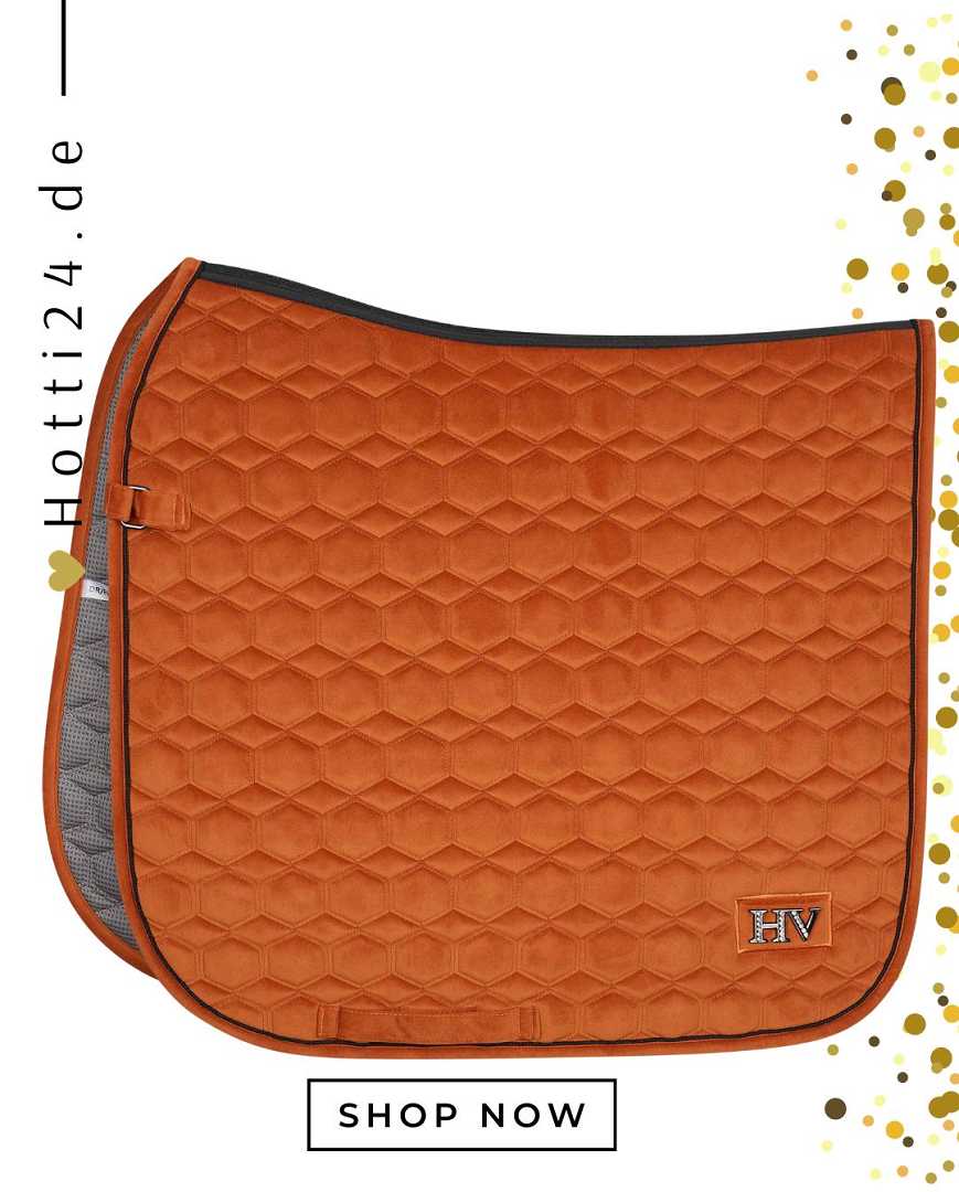 Pferde Dressurschabracke "Dorian" von HV POLO in der Farbe Orange mit der Artikelnummer 0802093510-3087. Diese Dressurschabracke wurde speziell entwickelt, um Ihrem Pferd während der Dressur einen eleganten und komfortablen Sitz zu bieten. Sie können diese Pferde Dressurschabracke auf der Website www.hotti24.de erwerben