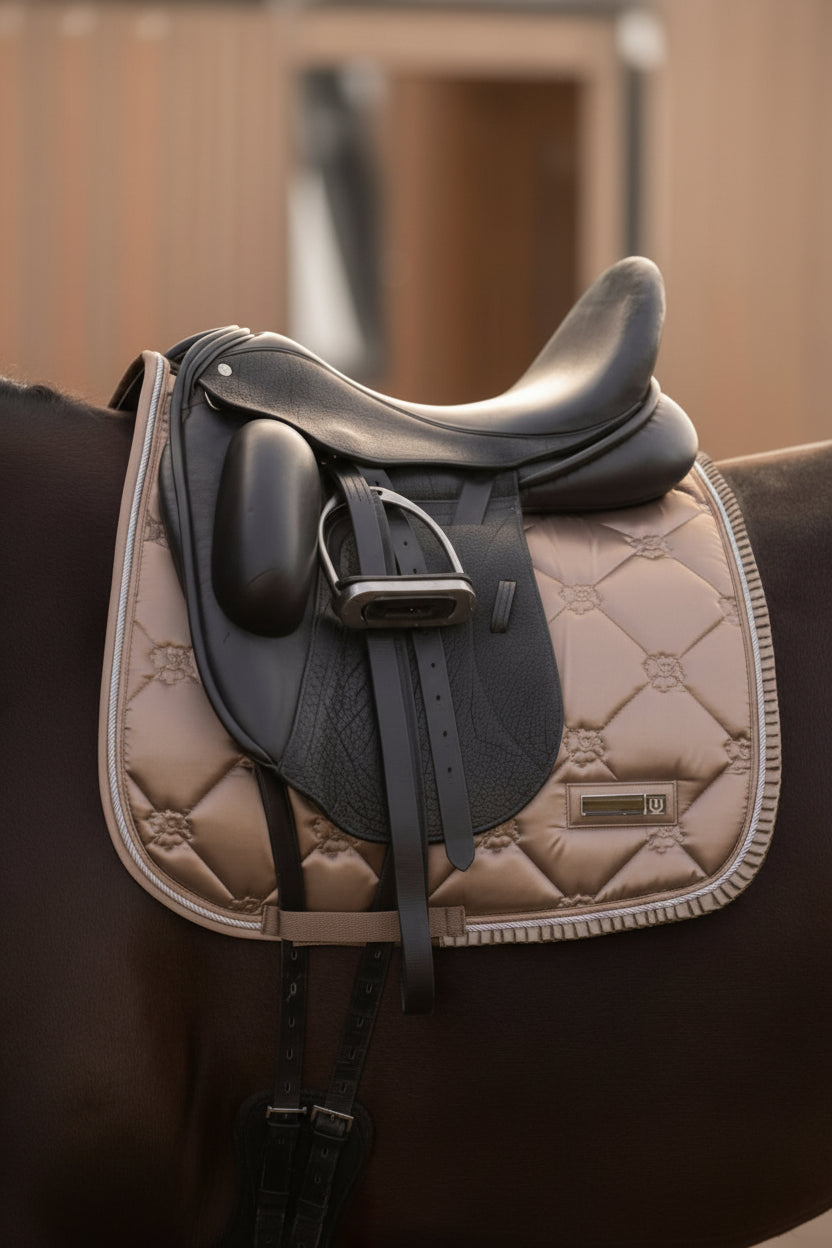 Imperial Riding präsentiert die Dressurschabracke IRH Lovely in der Farbe Braun mit der Artikelnummer ZT78122000-8043. Diese Dressurschabracke vereint Stil und Funktionalität und eignet sich ideal für Dressuraktivitäten. Für weitere Informationen und die Möglichkeit zum Kauf besuchen Sie bitte die Website www.Hotti24.de
