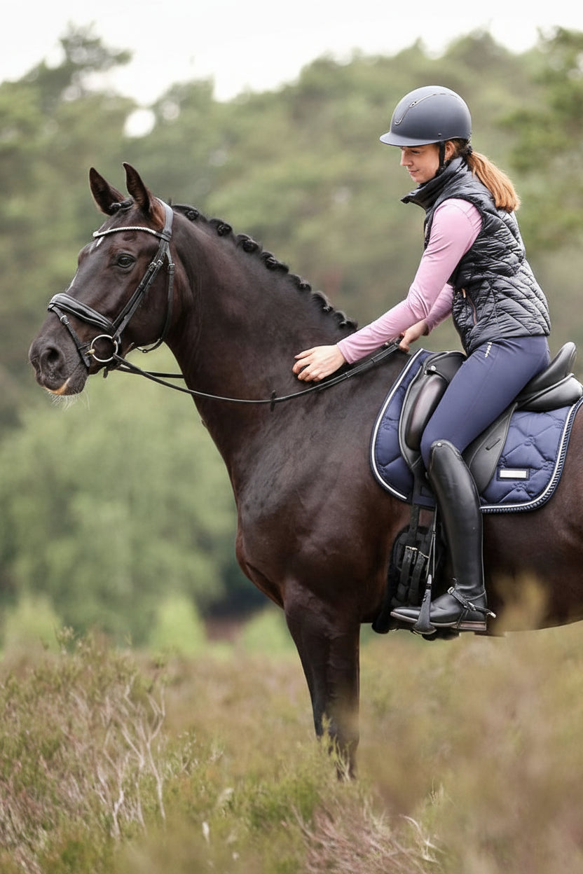Imperial Riding präsentiert die Dressurschabracke IRH Lovely in der Farbkombination Navy Blau mit der Artikelnummer ZT78122000-5001. Diese Dressurschabracke vereint Stil und Funktionalität und ist ideal für Dressuraktivitäten. Für weitere Informationen und die Möglichkeit zum Kauf besuchen Sie bitte die Website www.Hotti24.de