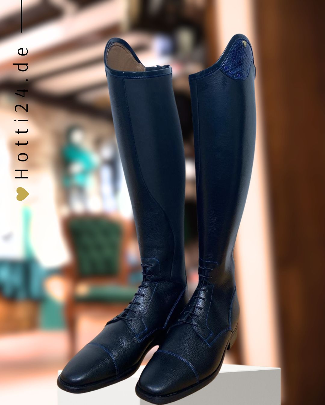 Petrie »Reitstiefel Luca Black Blue Croco