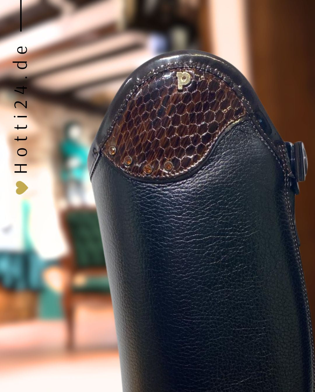 Petrie »Reitstiefel Luca Black Brown Croco