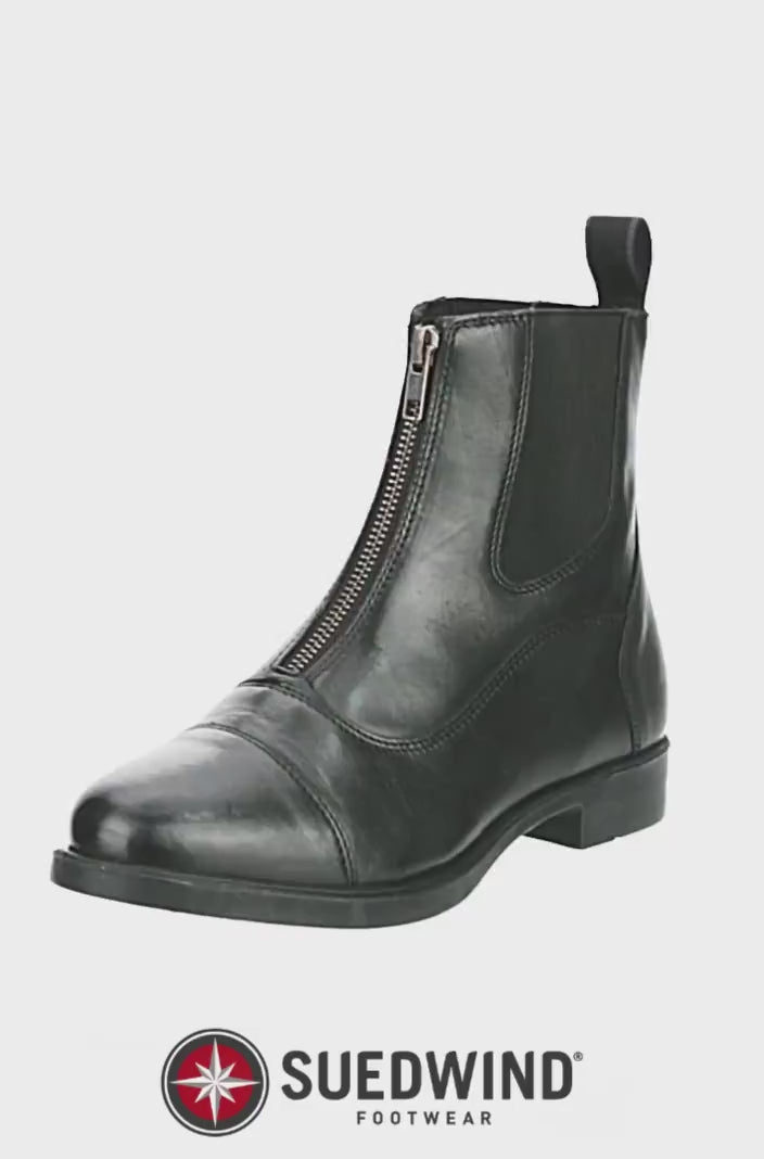 Video Suedwind Unisex Reitstiefelette Contrace FZ Leder | Front Zip Schwarz