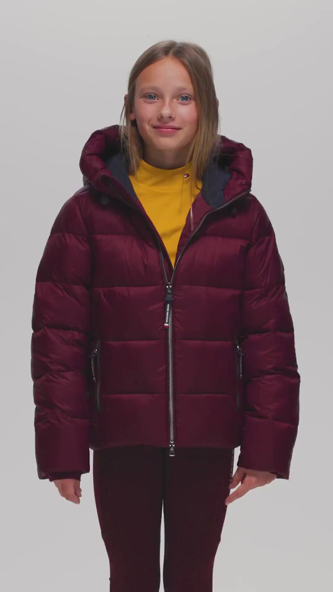 Tommy Hilfiger Equestrian Kids Puffer Jacke Glendale Deep Burgundy