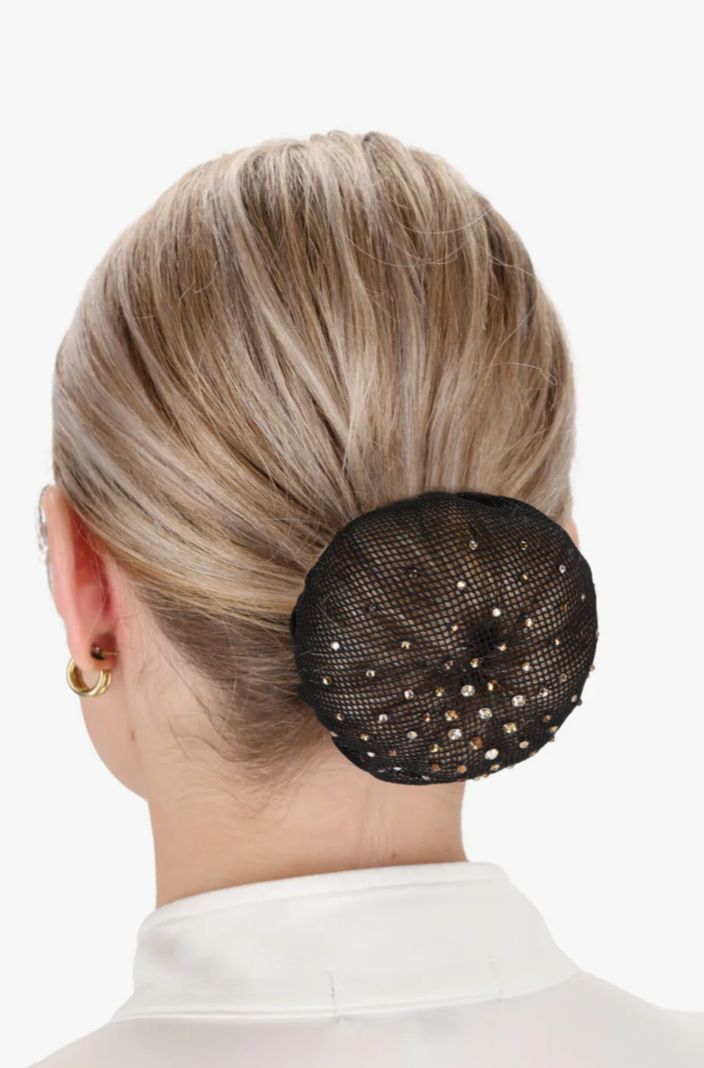 QHP Haarnetz Rhinestone Schwarz/Braun