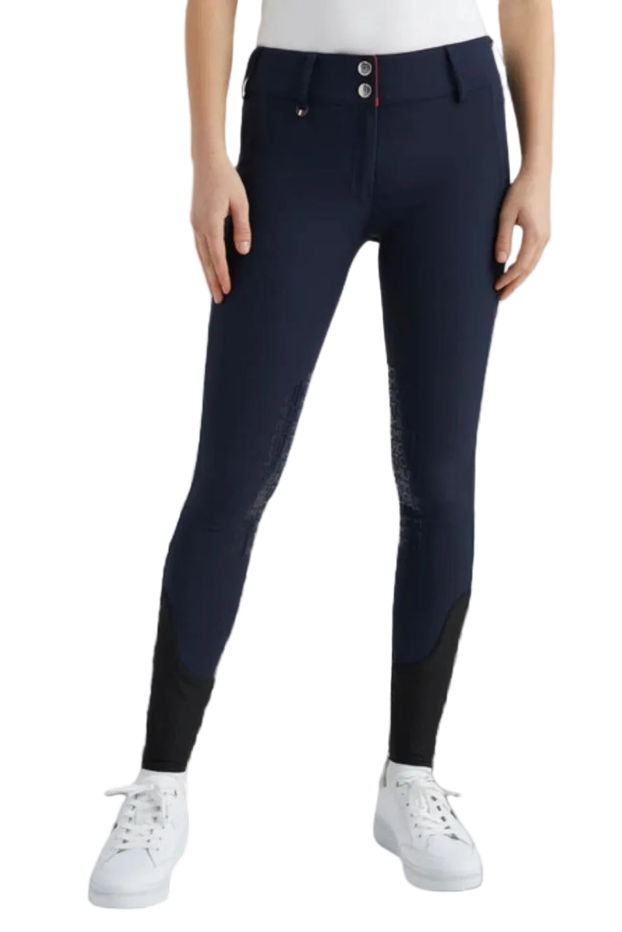Tommy Hilfiger Equestrian® » Damen Sommer Reithose Pro KnieGrip Blau, mit breitem Bund, Gürtelschlaufen und einer Smartphone-Tasche mit verdecktem Reißverschluss am rechten Oberschenkel Artikelnummer th07wkbr201-004 erhältlich bei www.Hotti24.de