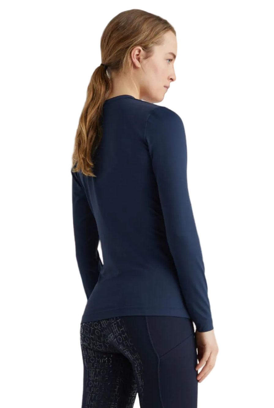 Tommy Hilfiger Equestrian Long Sleeve Riding Shirt Performance Desert Sky