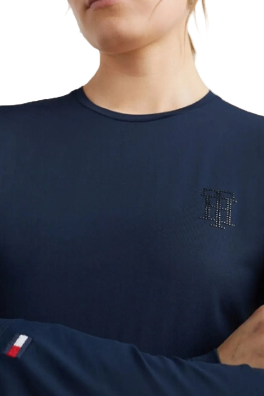 Tommy Hilfiger Equestrian Long Sleeve Riding Shirt Performance Desert Sky