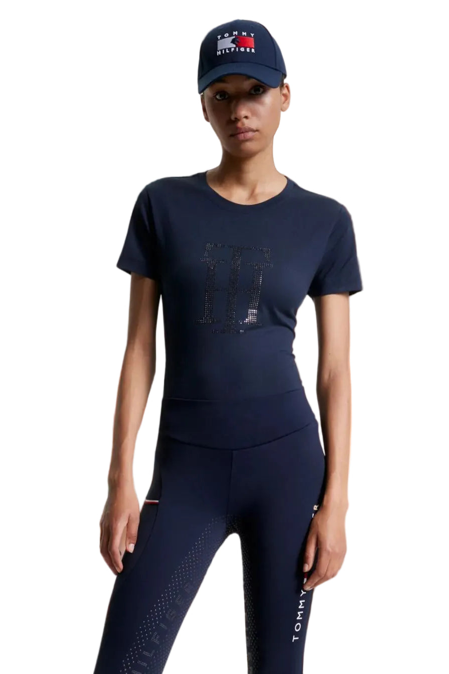 Tommy Hilfiger Equestrian Rhinestone Riding Shirt Desert Sky