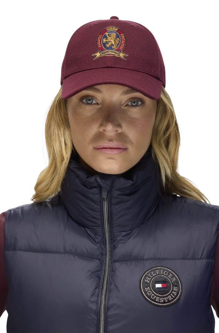 Tommy Hilfiger Equestrian Cap Royce Crest Deep Burgundy