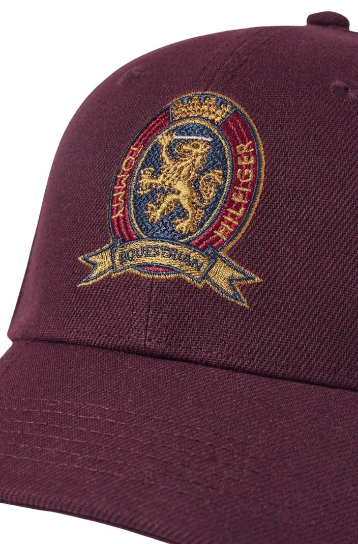 Tommy Hilfiger Equestrian Cap Royce Crest Deep Burgundy