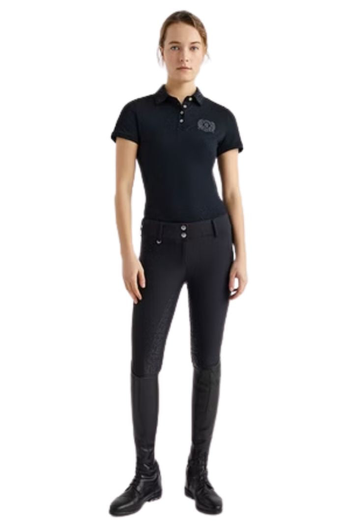Tommy Hilfiger Equestrian Rhinestone Polo Shirt Black