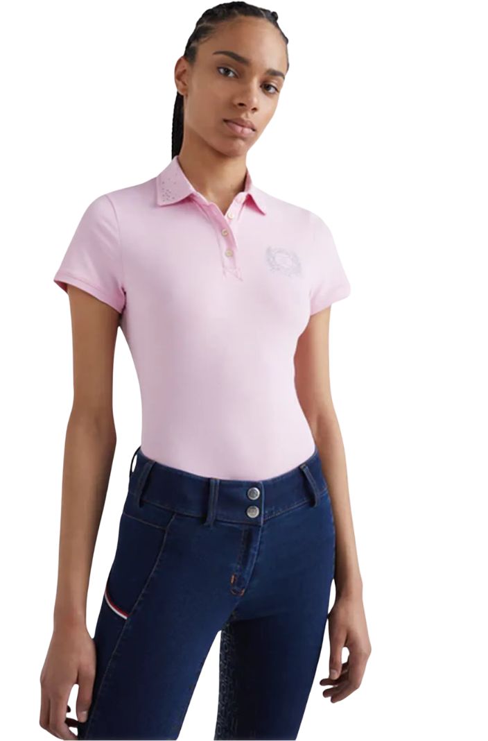 Tommy Hilfiger Equestrian Rhinestone Polo Shirt Classic Pink
