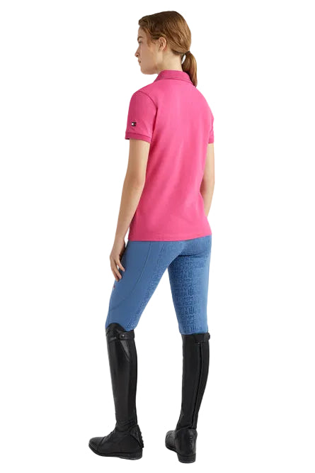 Tommy Hilfiger Equestrian Rhinestone Polo Shirt Hot Magenta