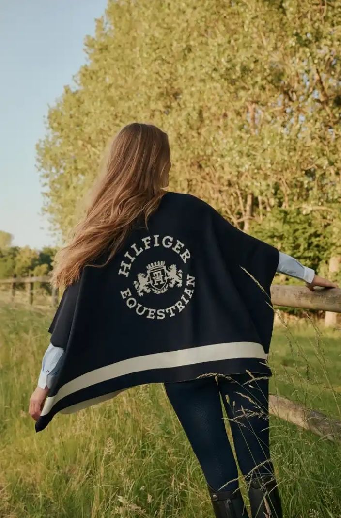 Tommy Hilfiger Equestrian Poncho Greenwood Desert Sky