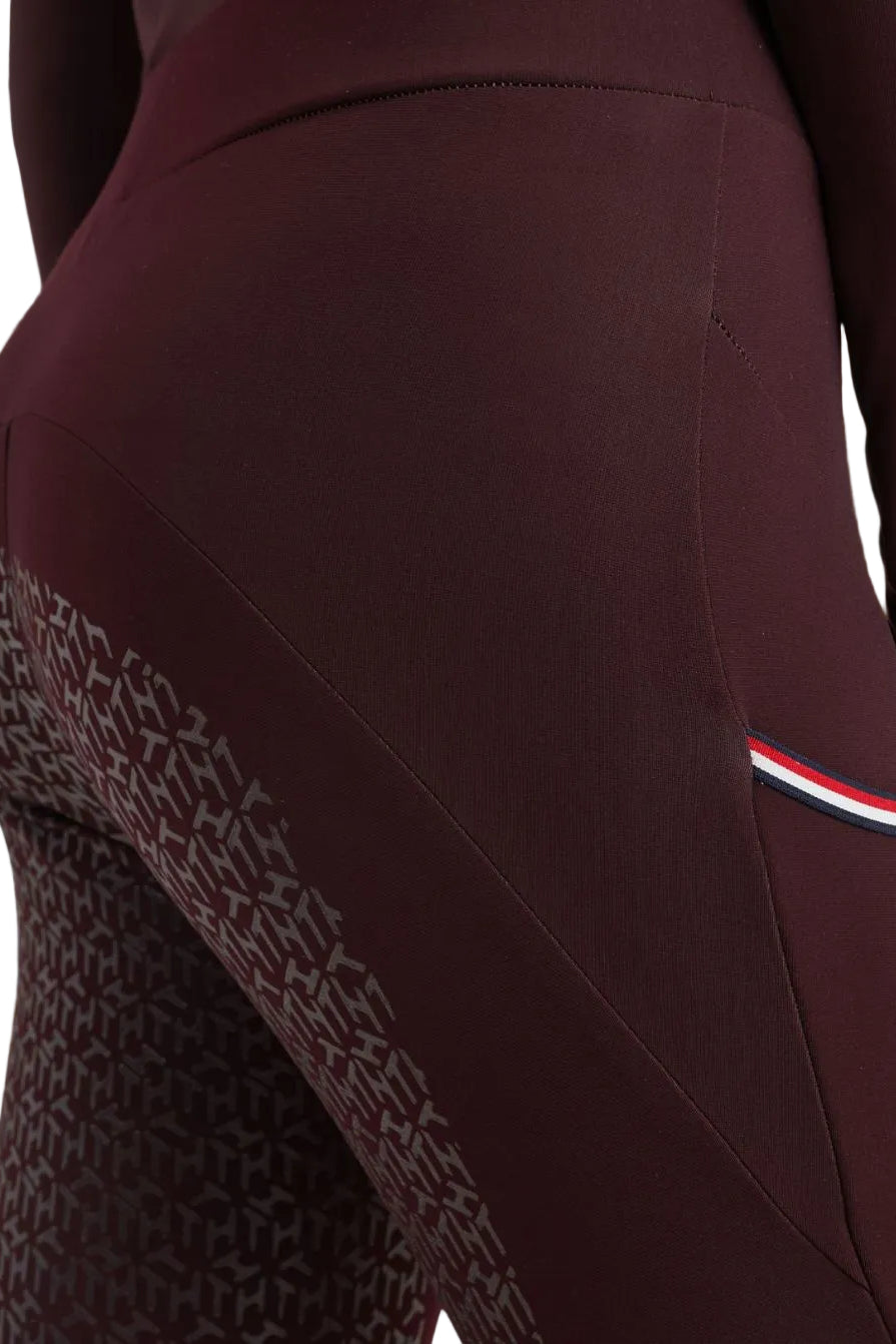 Tommy Hilfiger Equestrian Thermal Riding Leggings FullGrip Deep Burgundy