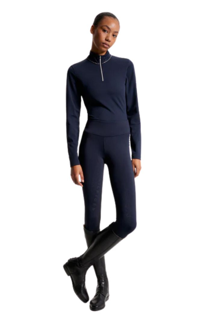Tommy Hilfiger Equestrian Long Sleeve Riding Shirt Rivets Desert Sky