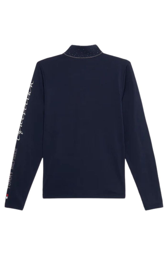Tommy Hilfiger Equestrian Long Sleeve Riding Shirt Rivets Desert Sky