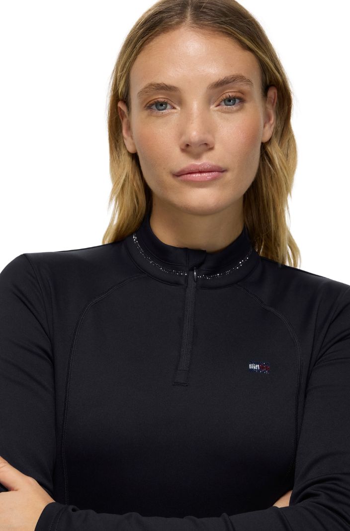 Tommy Hilfiger Equestrian Trainingsshirt Cady Strass Schwarz