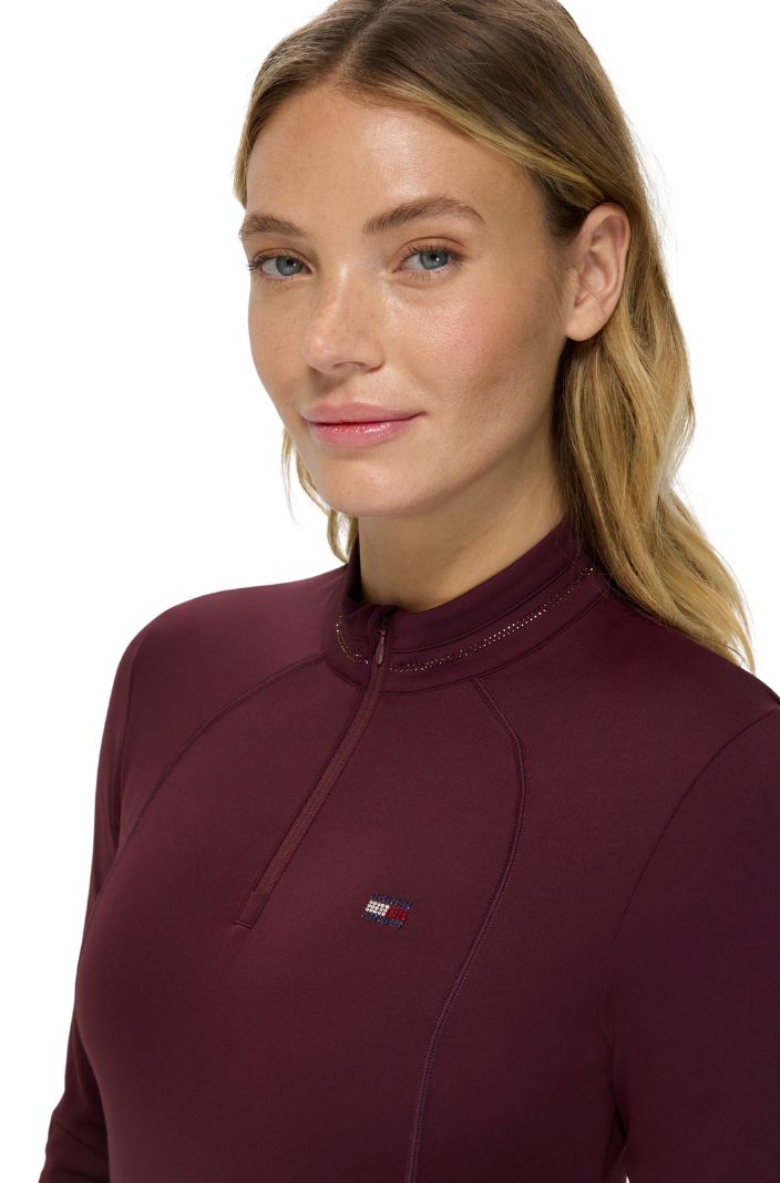 Tommy Hilfiger Equestrian Trainingsshirt Cady Strass Deep Burgundy