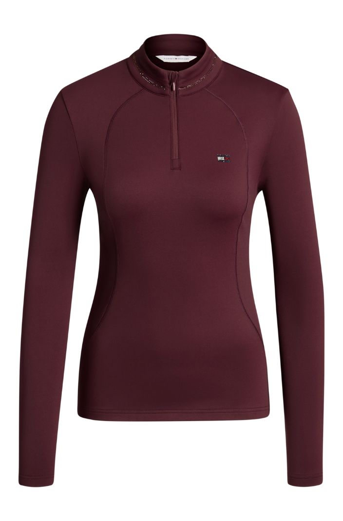 Tommy Hilfiger Equestrian Trainingsshirt Cady Strass Deep Burgundy