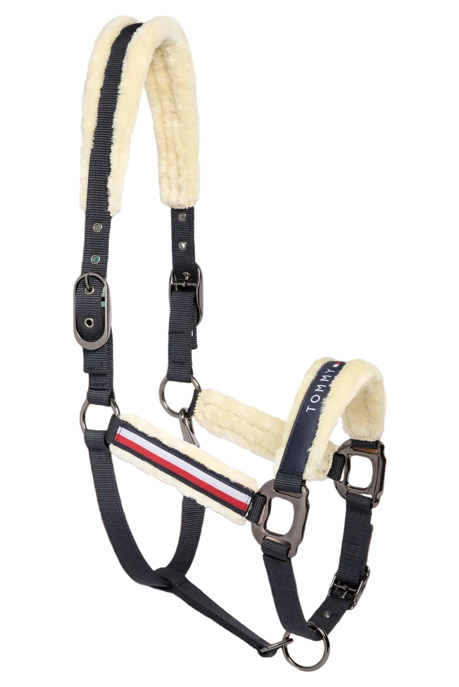 Tommy Hilfiger Equestrian Halter with Faux Fur & Rope Set Yale Desert Sky
