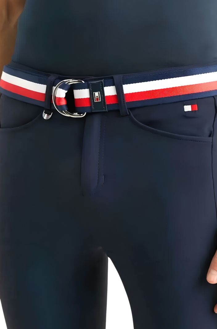 Tommy Hilfiger Equestrian Gürtel Global Stripe Silber