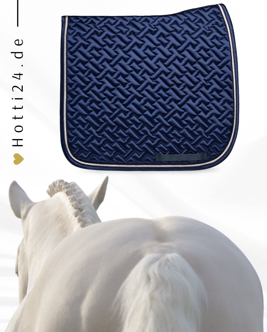 Tommy Hilfiger Equestrian® »Pferde Dressurschabracke Windsor Blau, mit einem schimmernden Satin-Stoff, Tommy Hilfiger in Lurex und Flag-Stickerei, Glanz Kordel Rand Detaillierung Artikelnummer th13hsap744-004 erhältlich bei www.Hotti24.de