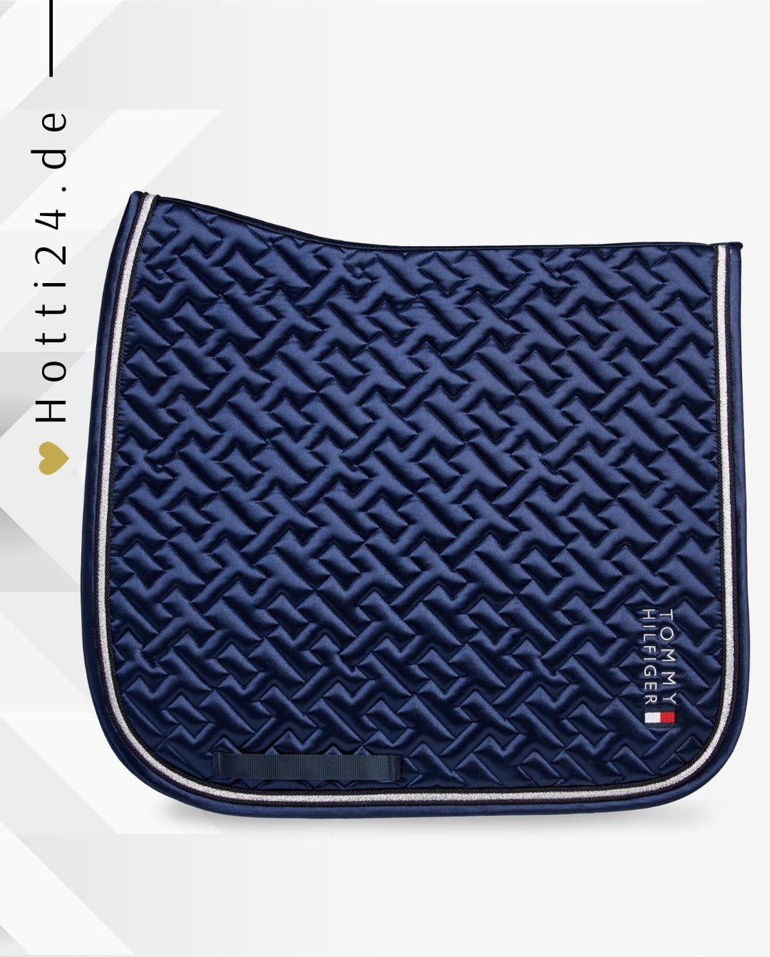 Tommy Hilfiger Equestrian® »Pferde Dressurschabracke Windsor Blau, mit einem schimmernden Satin-Stoff, Tommy Hilfiger in Lurex und Flag-Stickerei, Glanz Kordel Rand Detaillierung Artikelnummer th13hsap744-004 erhältlich bei www.Hotti24.de