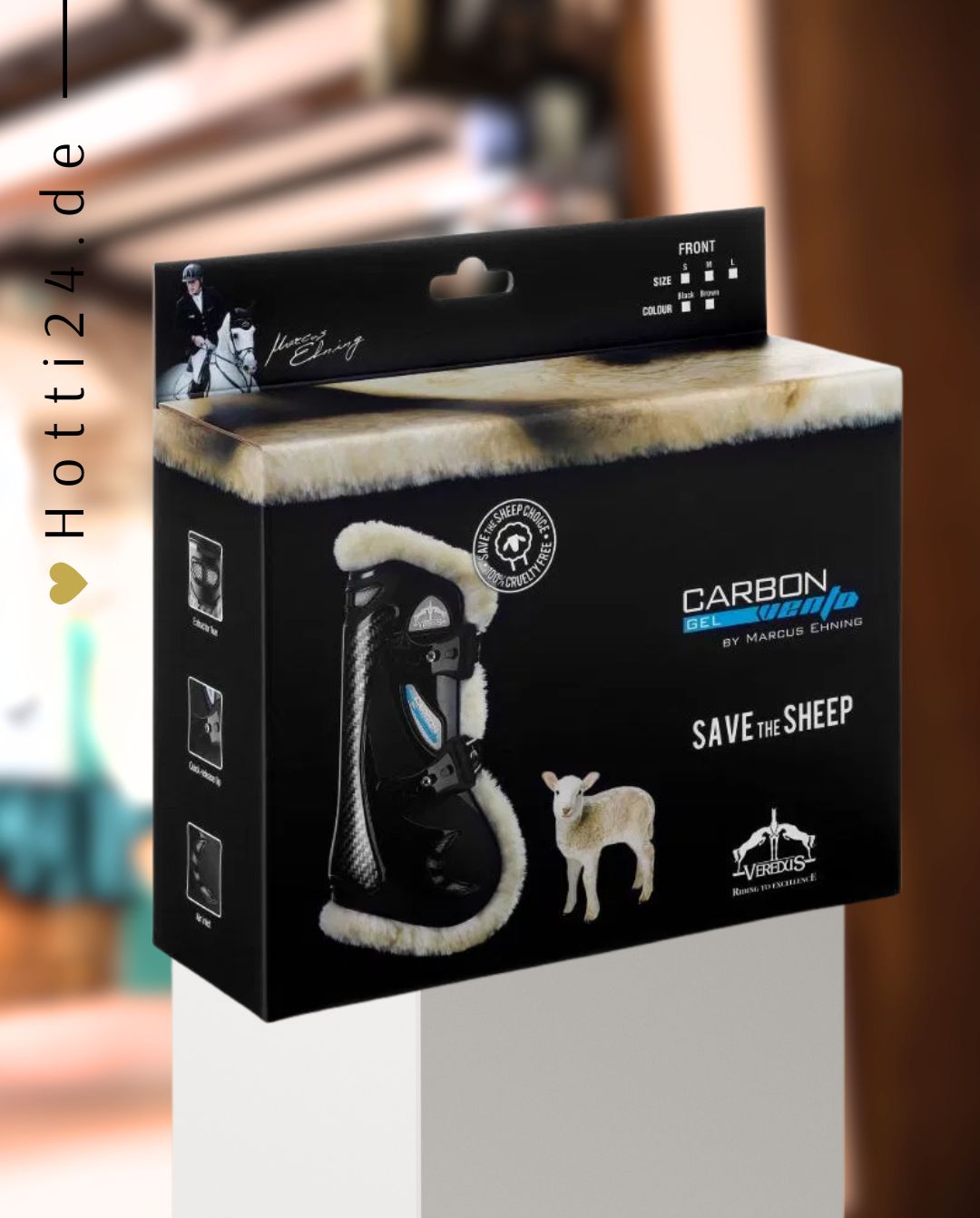 Veredus »Gamaschen Carbon Gel Vento Save The Sheep vorne Brown by Marcus Ehning