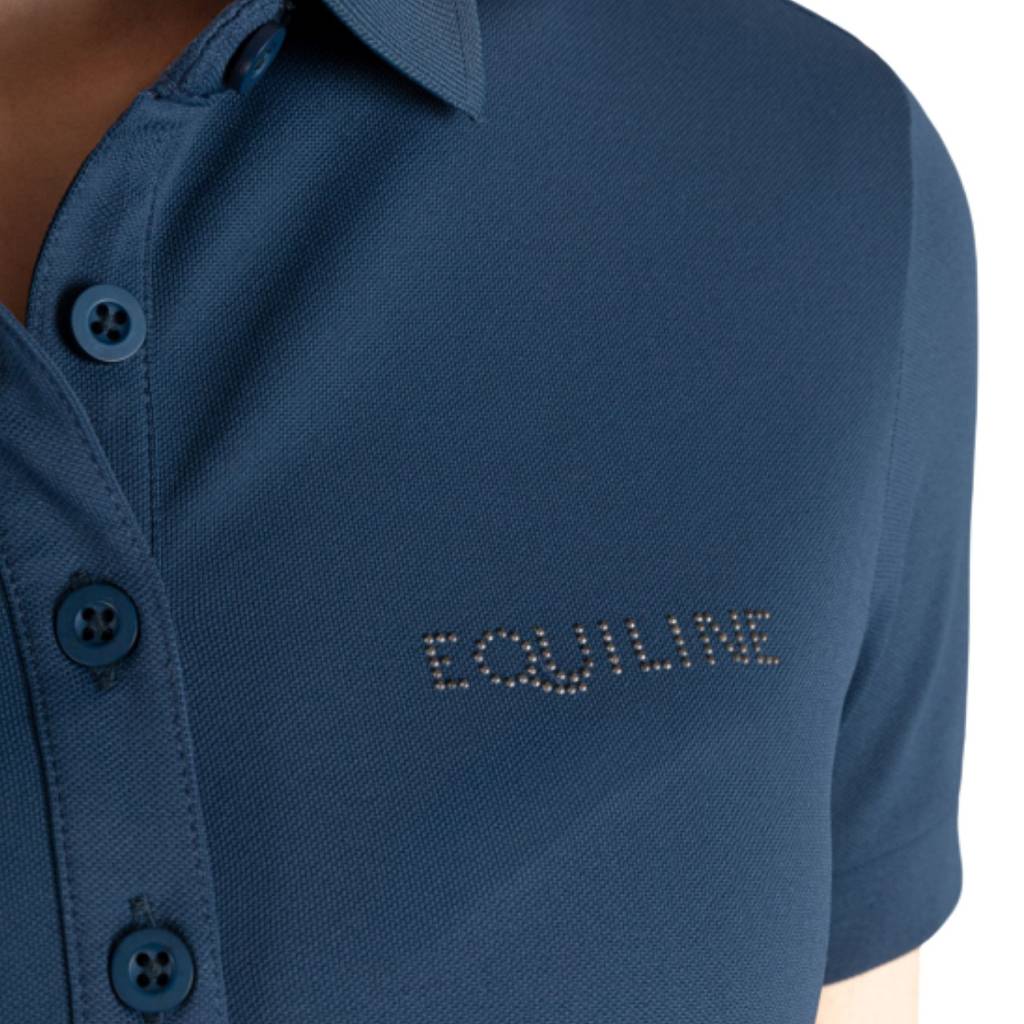 damen poloshirt blau nah