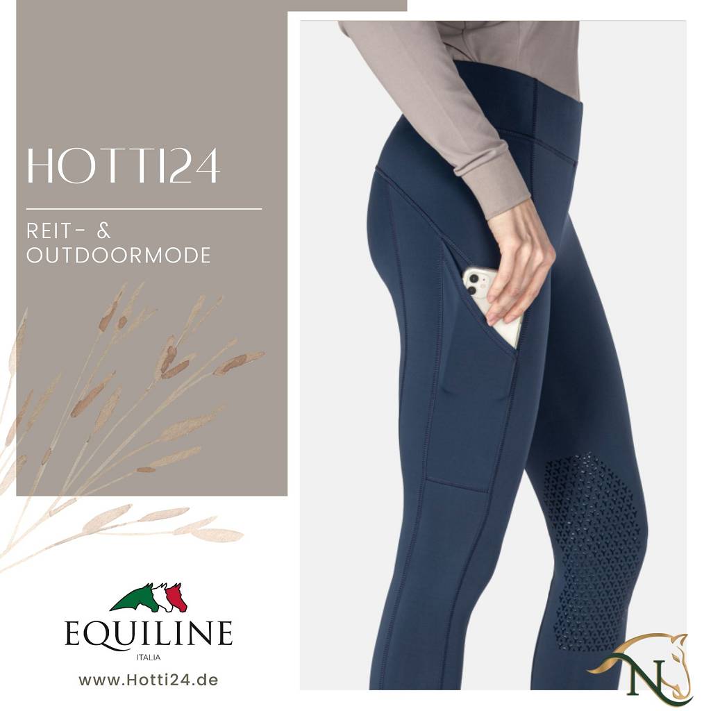damen reitleggings blau kniegrip seite