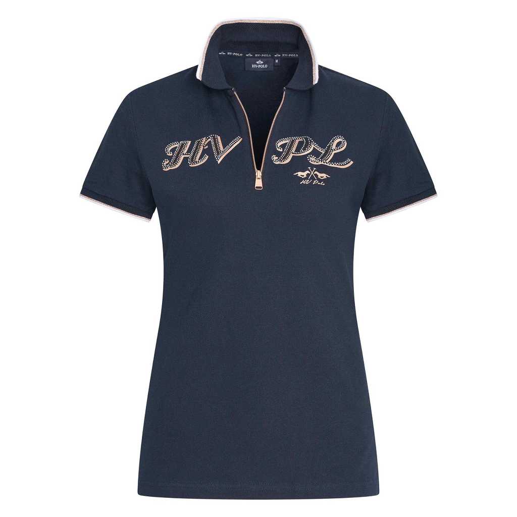 damen poloshirt blau vorne druck hazel hv polo