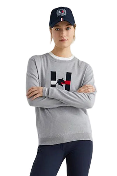 tommy hilfiger damen pullover grau vorne model
