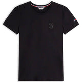 tommy hilfiger damen t-shirt strass schwarz vorne
